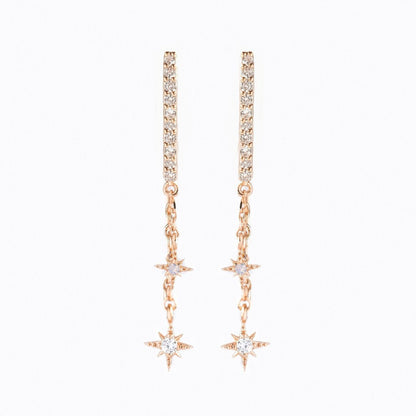 New Design Stainless Steel Cubic Zirconia Chain Hoop Earring For Women Star Moon Pendant Cartilage Earring Piercing Jewelry